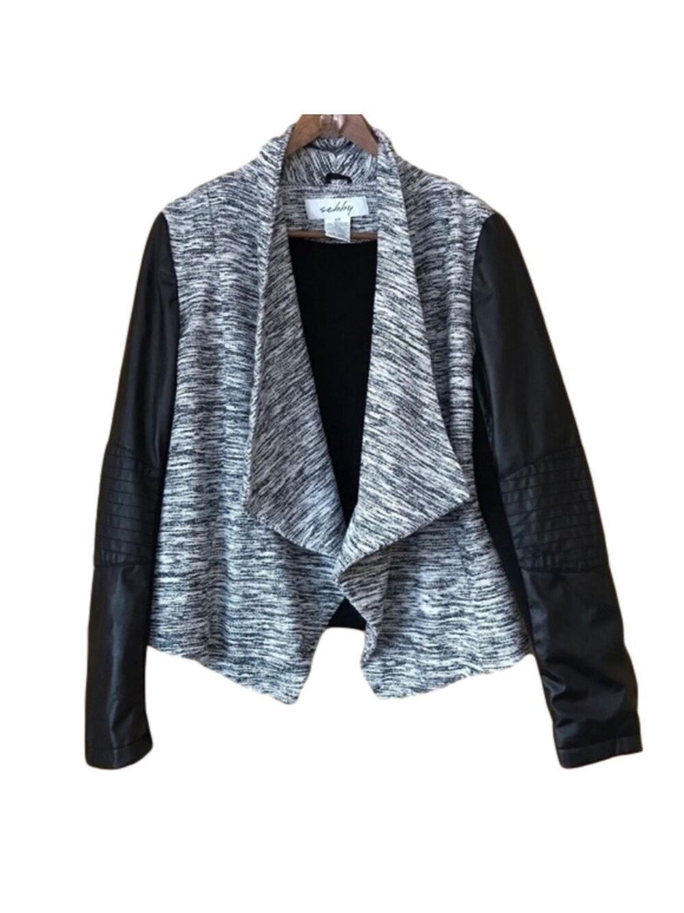 Sebby draped multi media space-dye tweed Moto jacket size small